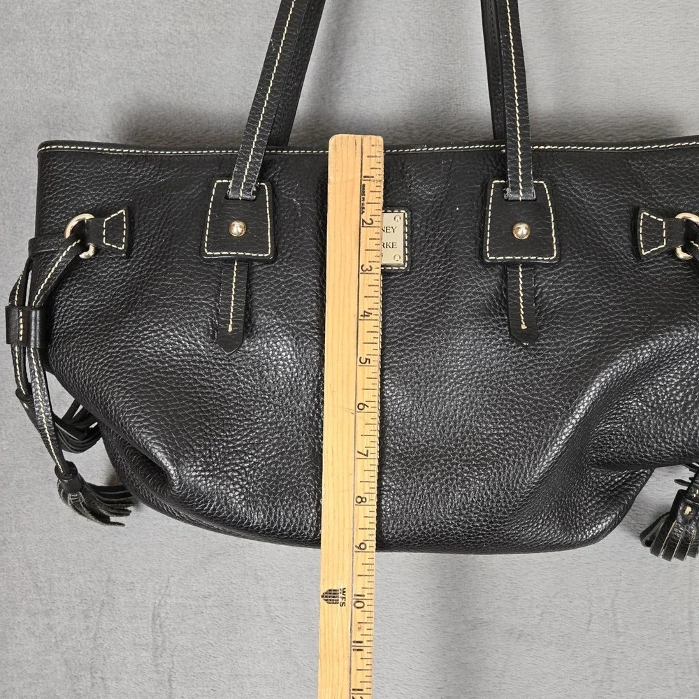 Dooney & Bourke Black Pebble Grain‎ Leather Davis Tassel Tote Bag Shopper